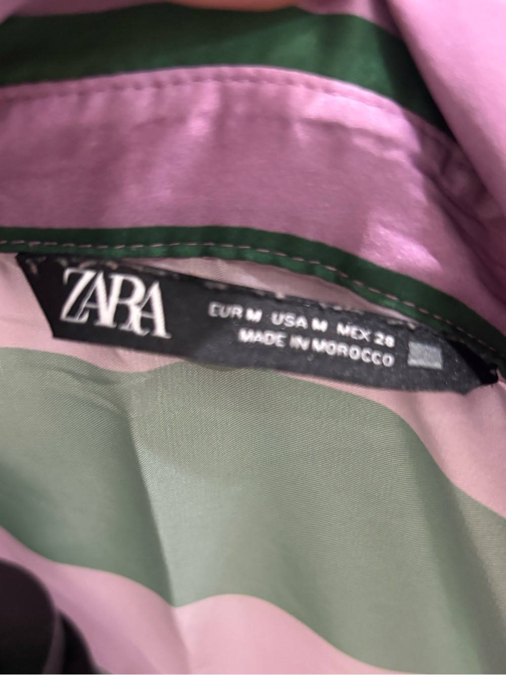 Zara Green and Lavender Vertical Stripe Button-Down Shirt - Picture 2 of 2